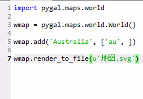 用python调用pygal画世界地图