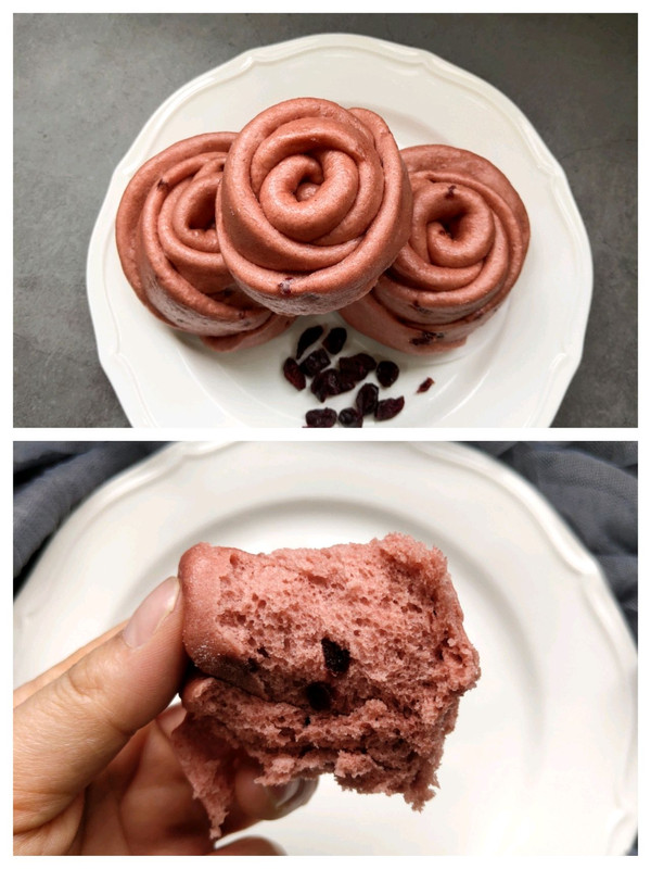 蔓越莓玫瑰花馒头