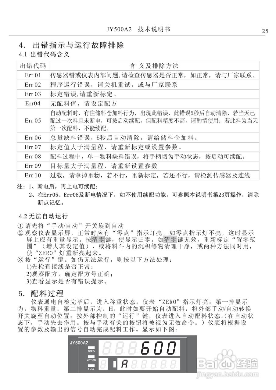 龙芯JY500A2减量配料控制器说明书:[3]