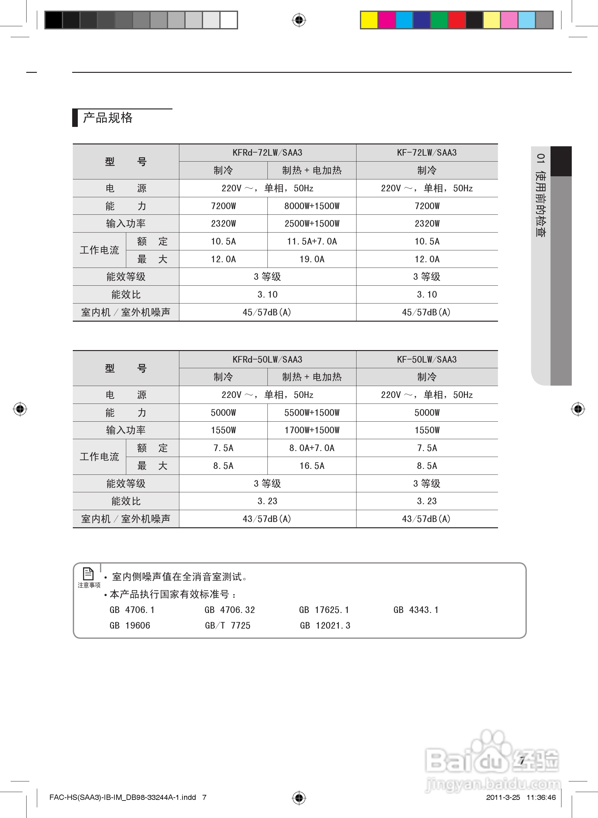 三星KF-50LW/SAA3空调器使用安装说明书:[1]