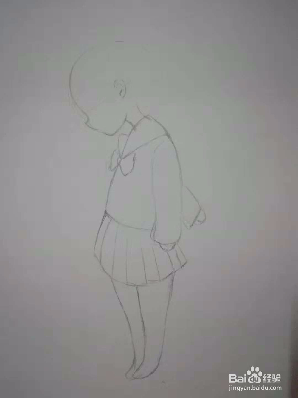 剪刀石头布Q版漫画水手服人物手绘插画线稿教程