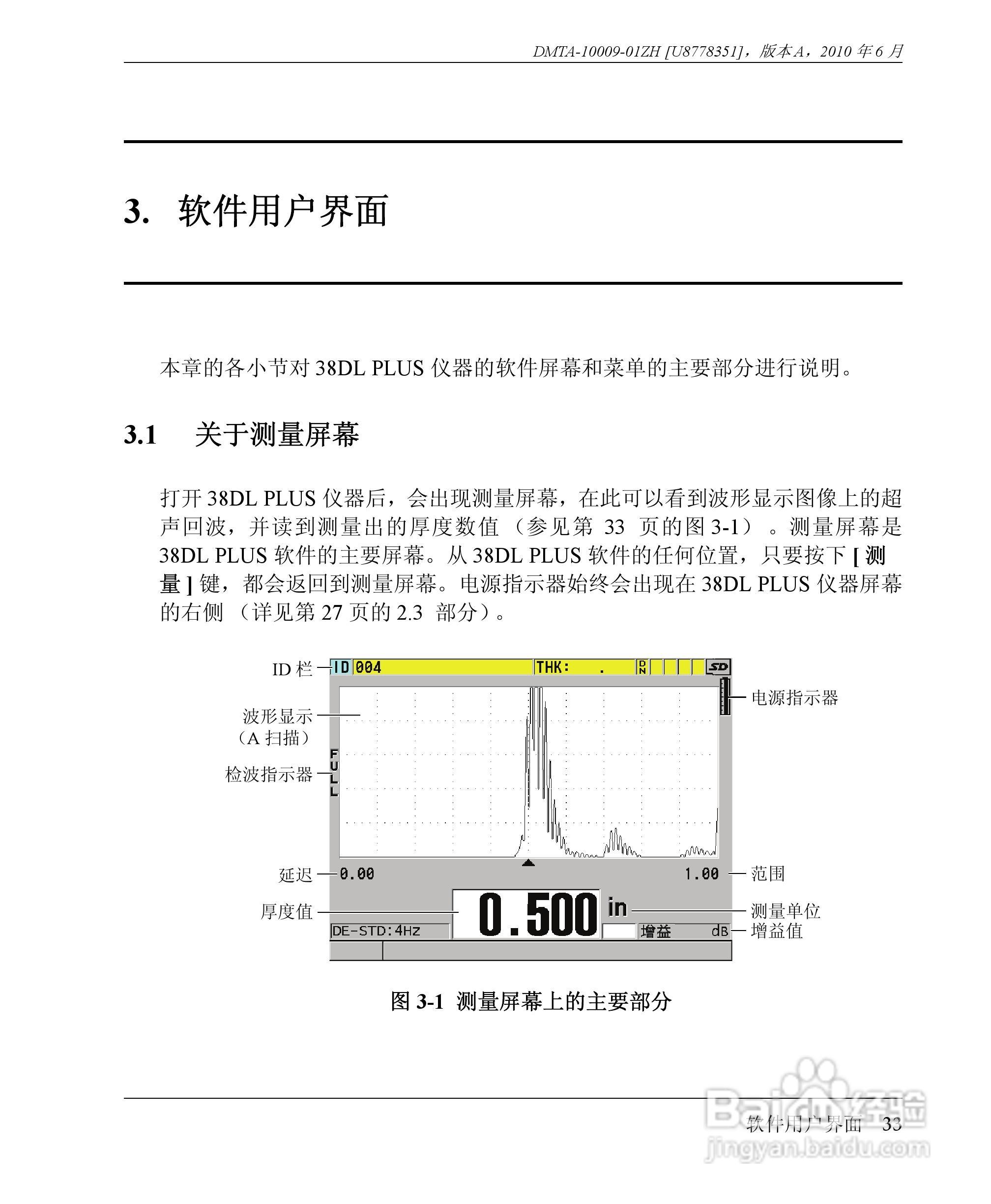 OLYMPUS 38DL PLUS超声测厚仪操作手册:[5]
