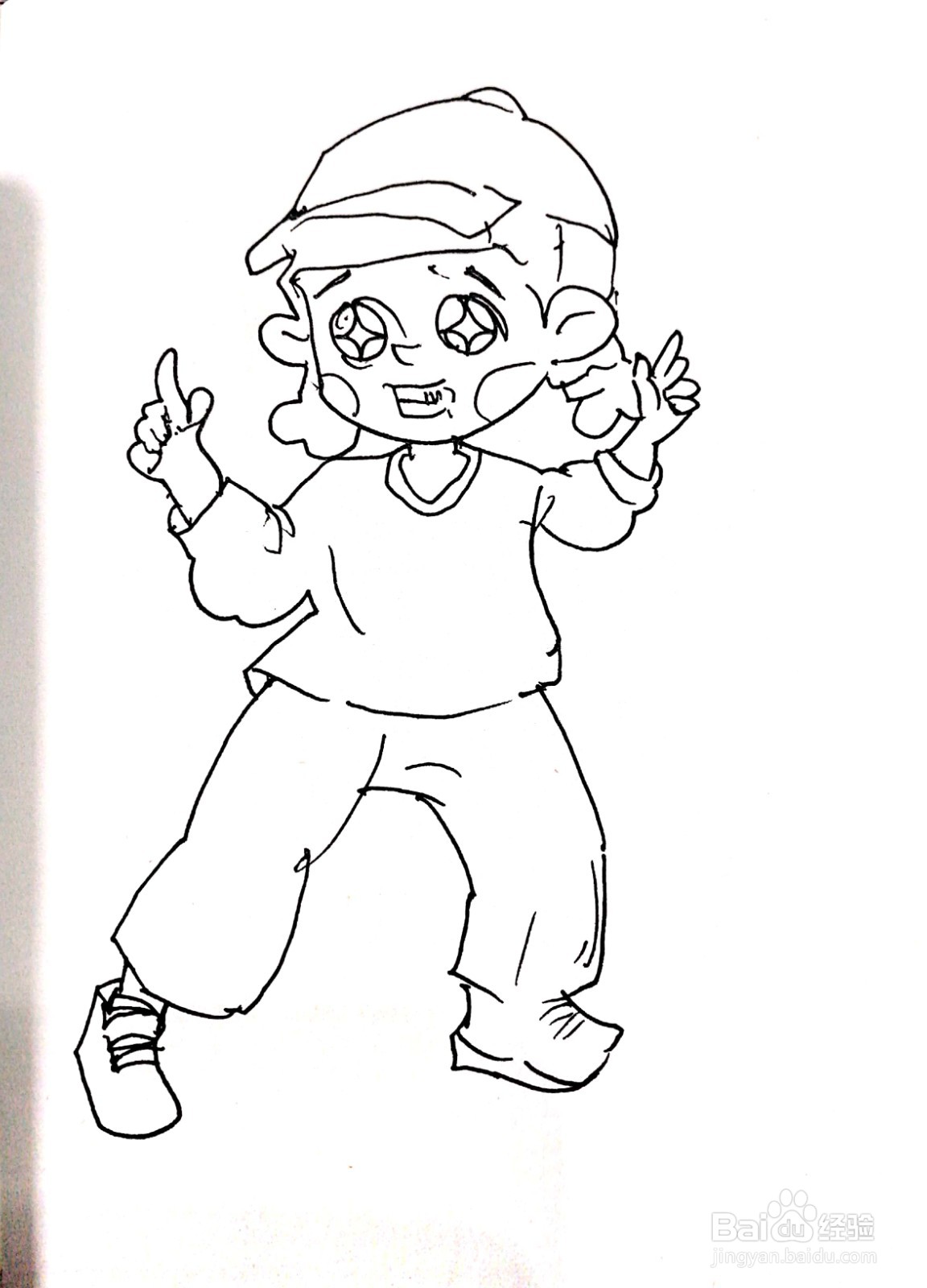 戴着鸭舌帽的女孩线描画怎么画