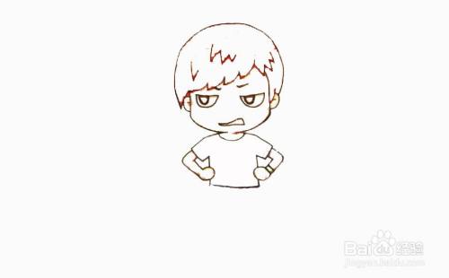 心烦的彩色小男孩的简笔画