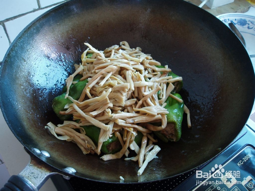 金针菜青椒酿肉