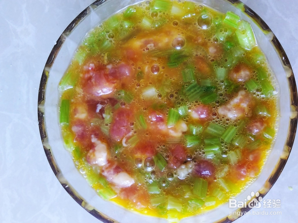 香芹肉末鸡蛋饼