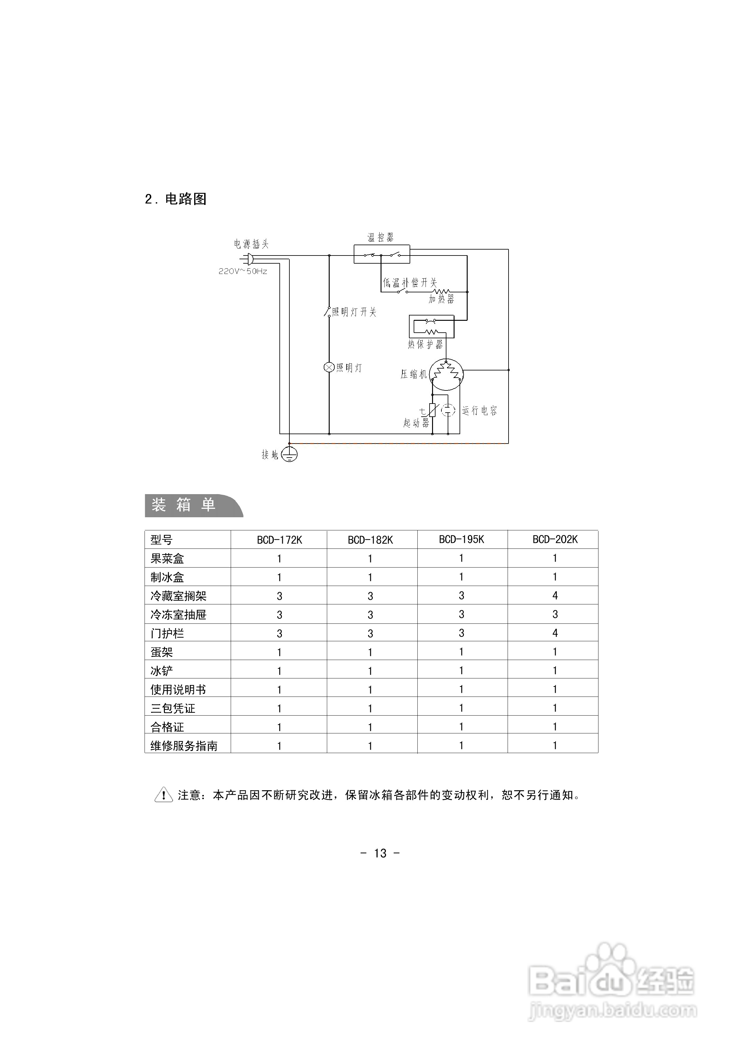 伊莱克斯电冰箱BCD-182K型使用说明书