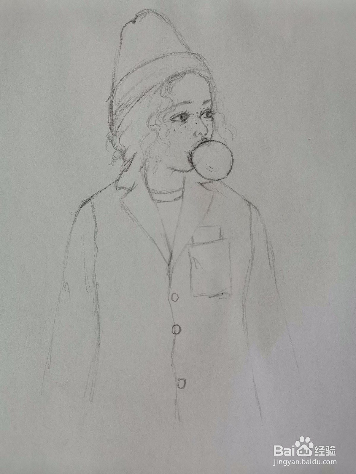 吃泡泡糖的儿童手绘速写教程