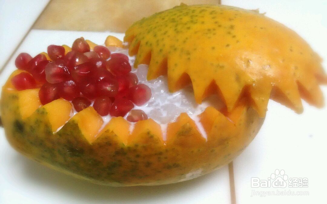 椰香木瓜炖雪蛤的做法