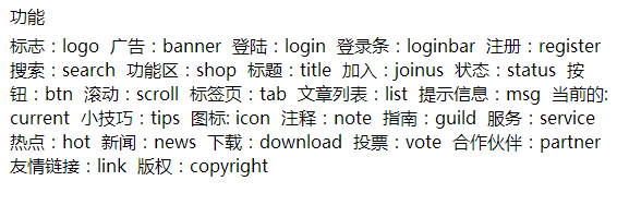 列举的一些常用的CSS命名规则