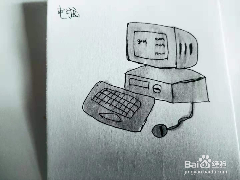 卡通版台式电脑简笔画怎么画呢？