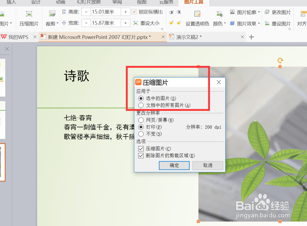 怎样压缩ppt容量