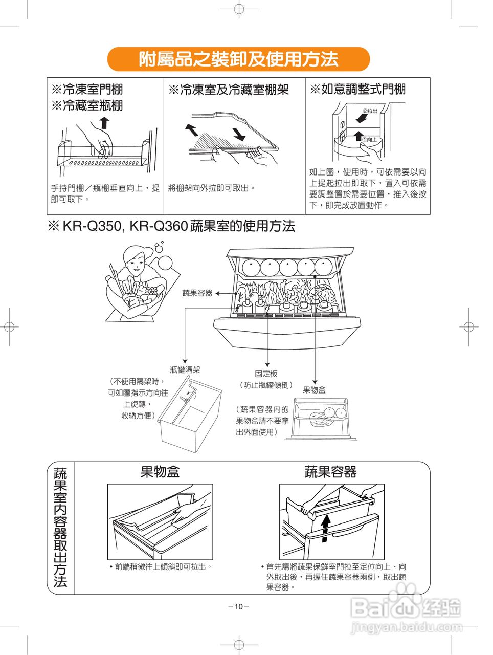 歌林KR-Q350型电冰箱使用说明书