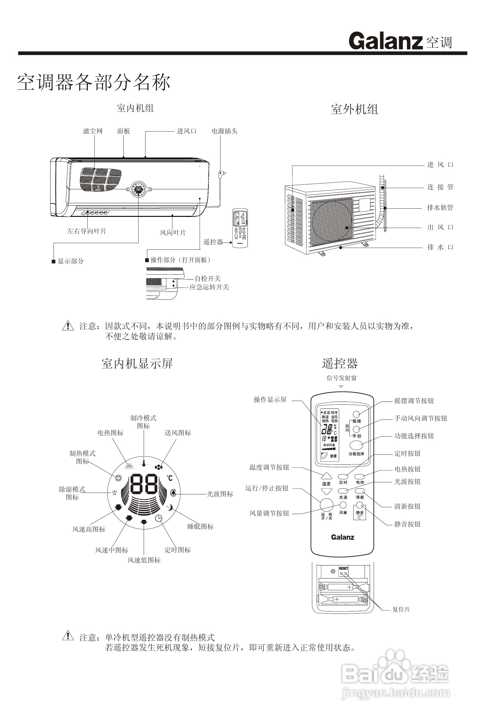 Galanz格兰仕KFR-33GW/HG2型空调使用说明书