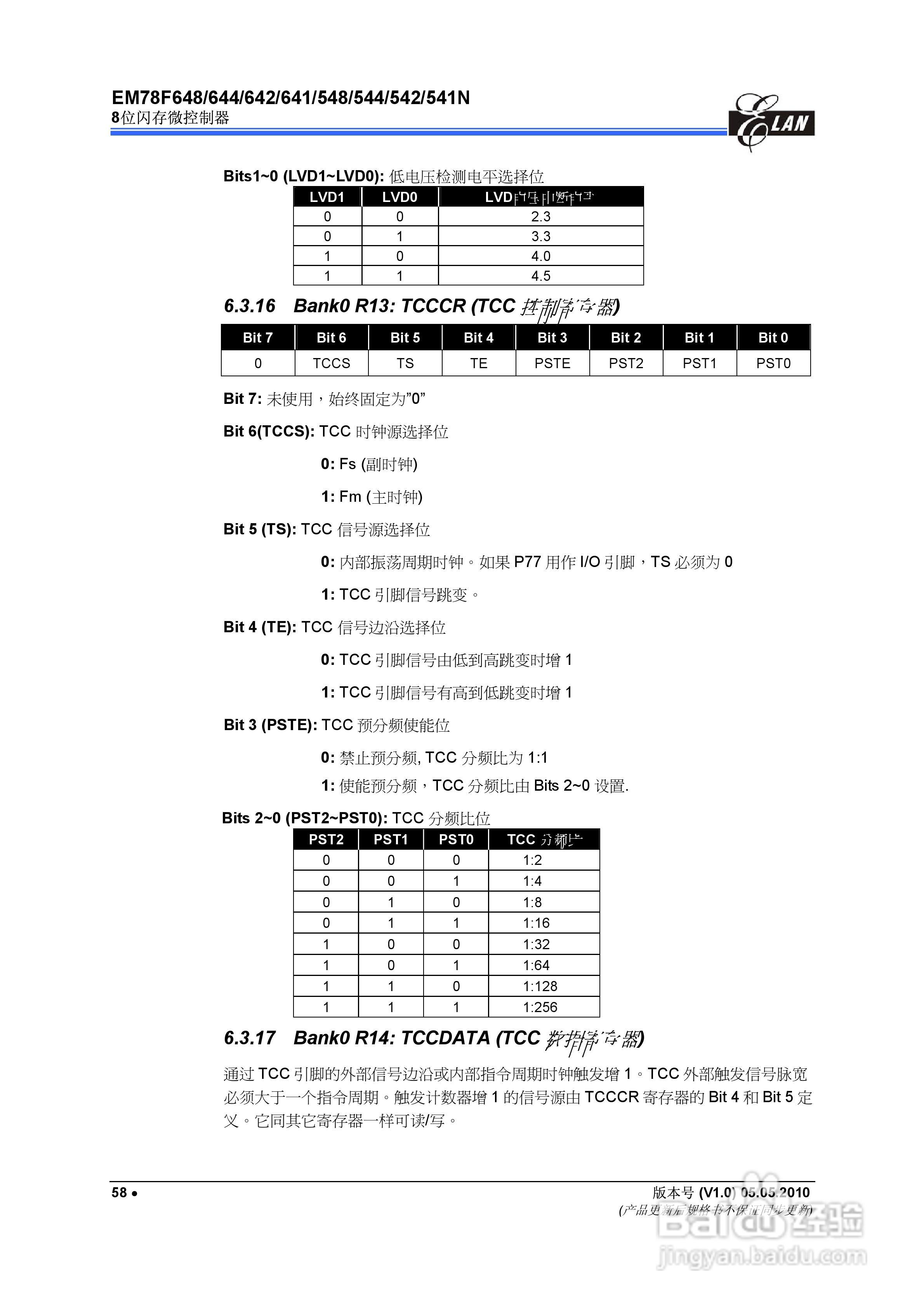 EM78F 8位闪存微控制器说明书:[7]