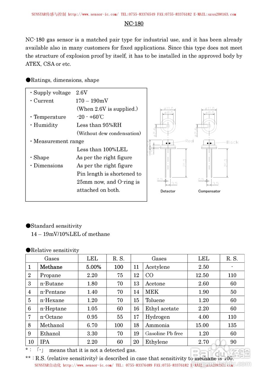 MAP-100A系列工业用可燃性气体传感器使用说明书:[11]