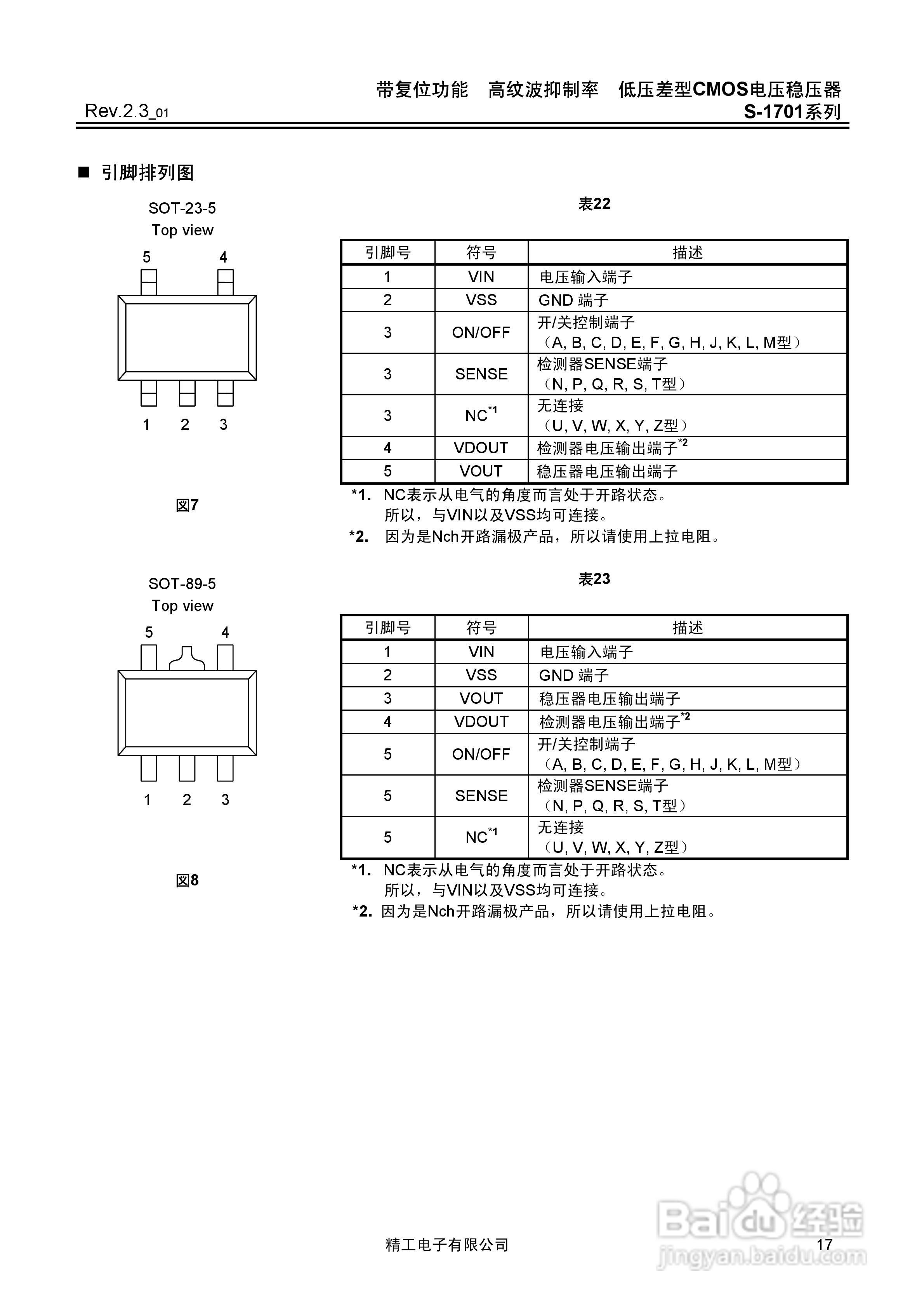 精工电子S-1701系列CMOS电压稳压器说明书:[2]