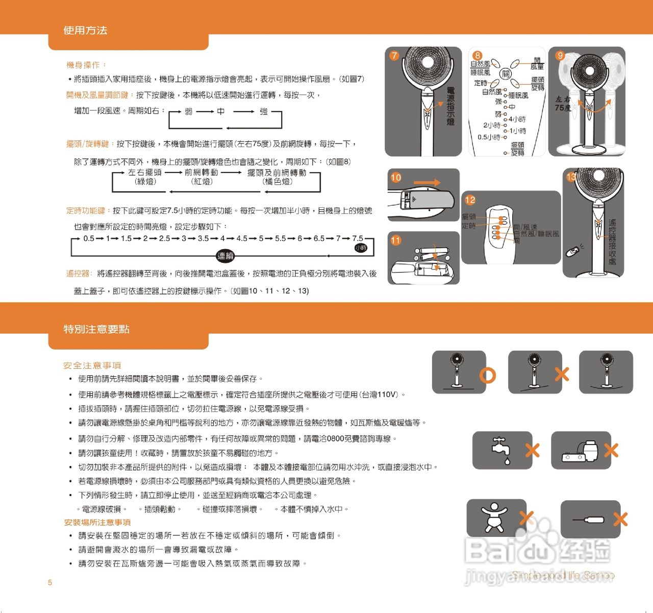 SAMPO SKS0L1012RL风扇使用说明书