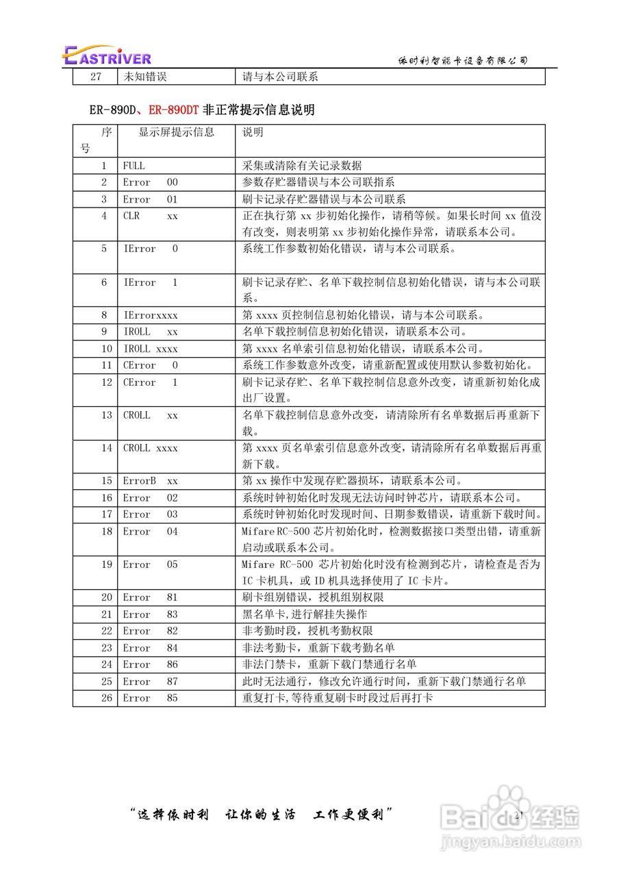 依时利ER-890系列考勤门禁机说明书:[3]