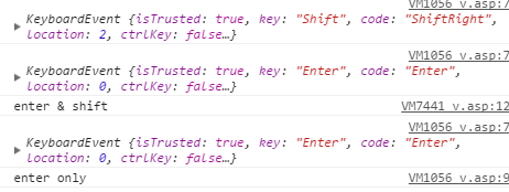 js如何判断同时按下了 shift+enter？