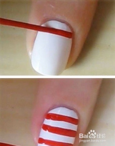 海军风美甲DIY教程