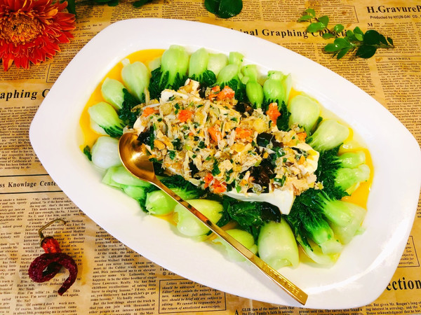 奶白菜醋蟹粉豆腐