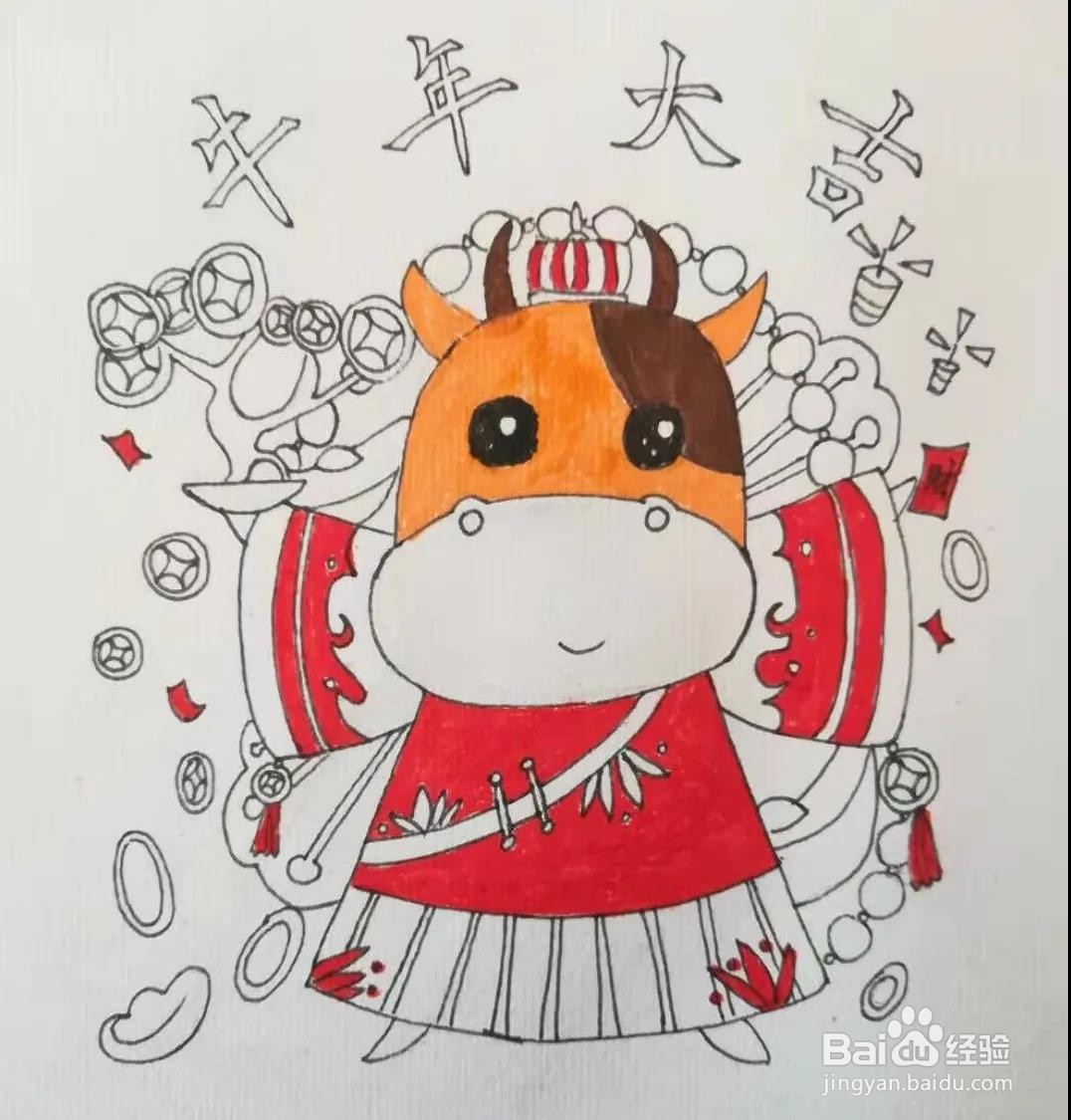 2021春节年画怎么画简单又漂亮