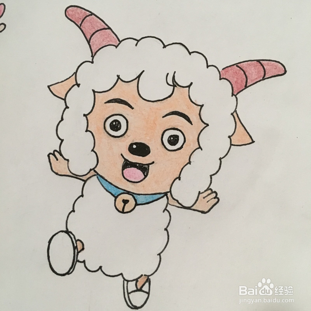 怎么画一个奔跑的喜羊羊简笔画？