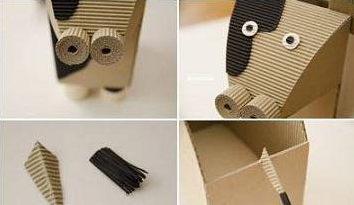 瓦楞纸手工制作精美的奶牛纸巾盒