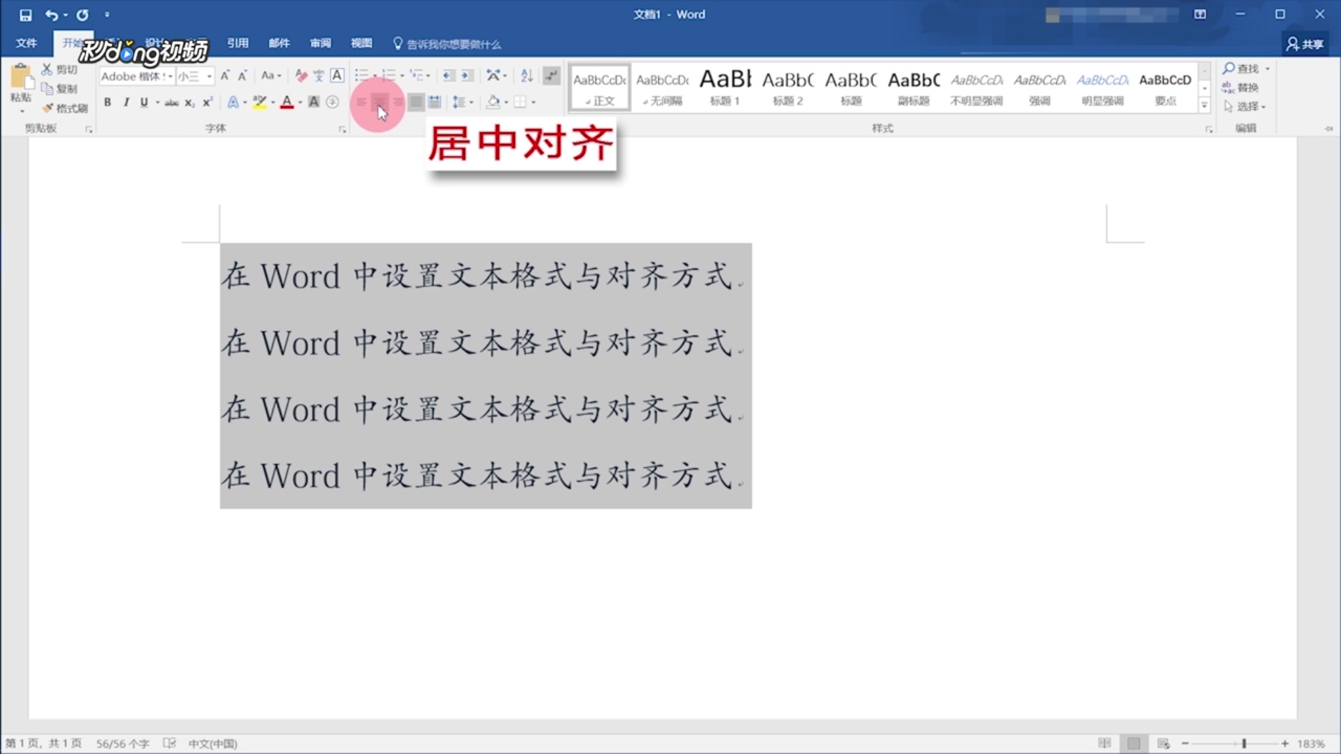 Word中如何设置文本格式和对齐方式