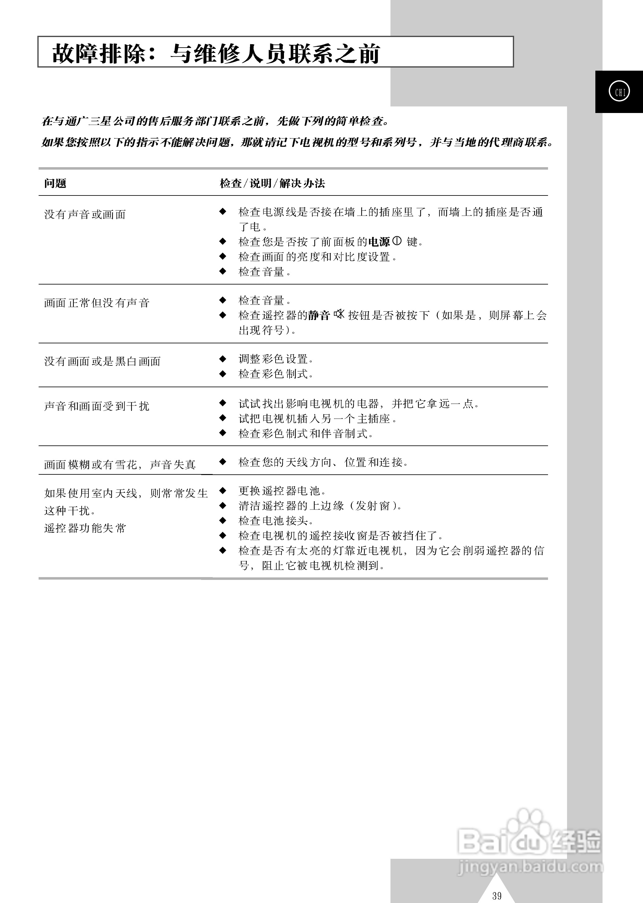 三星SP43T6背投影彩色电视机使用说明书:[4]