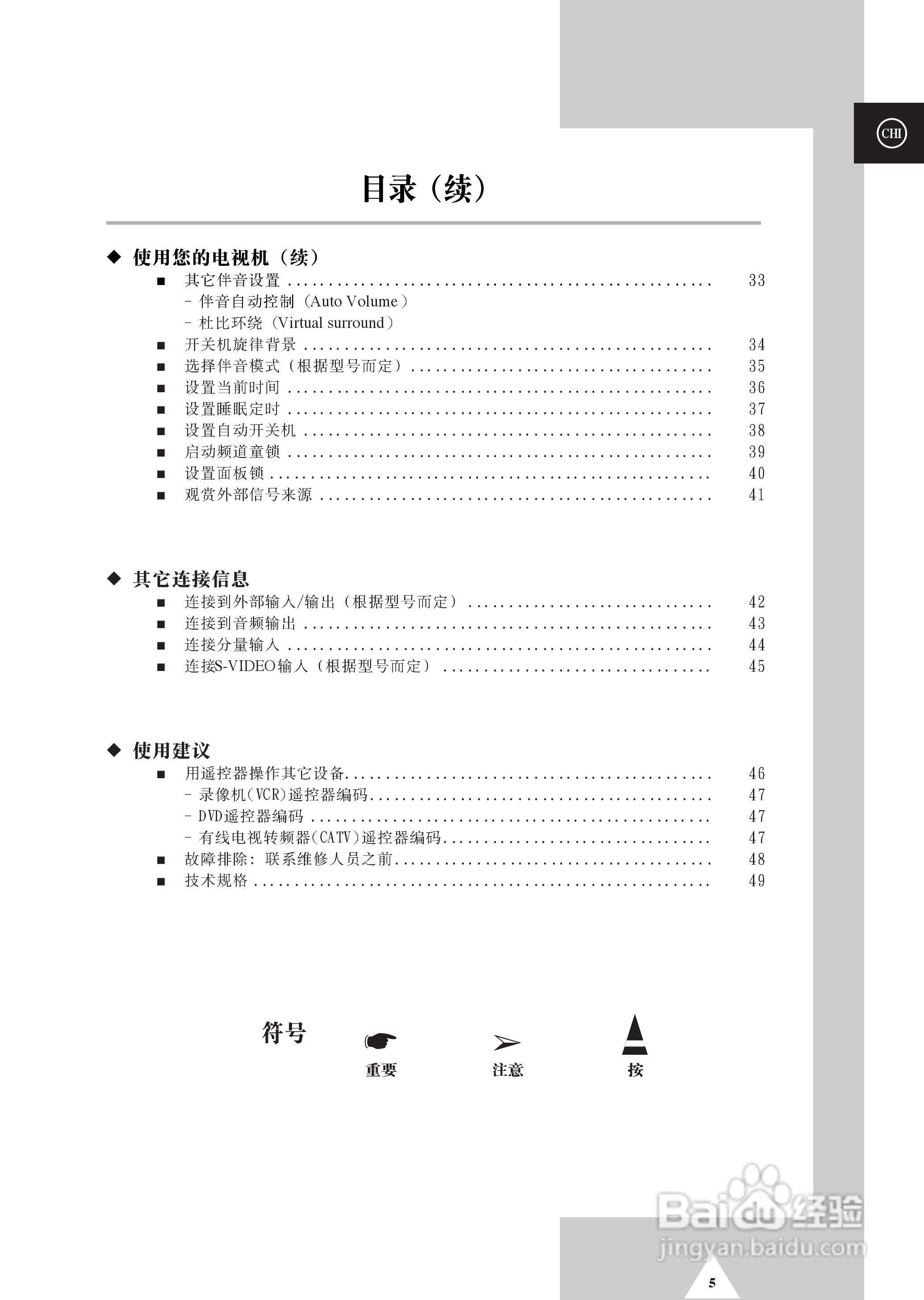 三星BP68-00490A-01背投影彩色电视机使用说明书:[1]