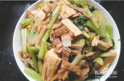 芹菜腐竹炒肉片