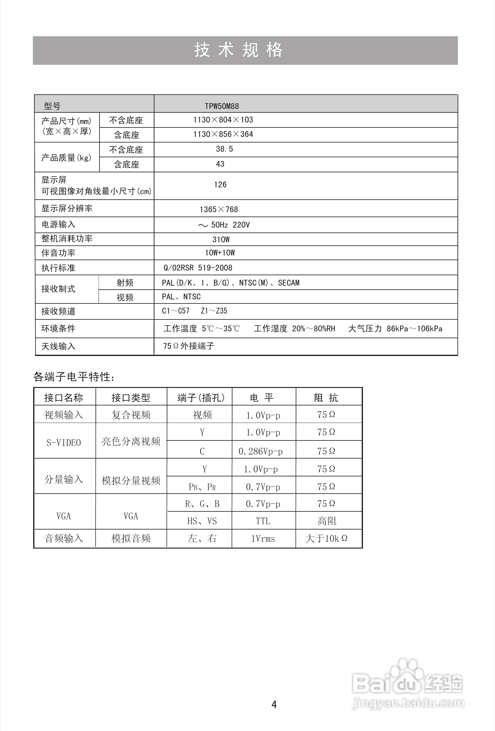 海信TPW50M88等离子彩电使用说明书:[1]