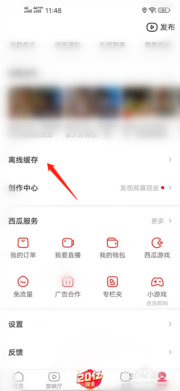 西瓜视频的离线缓存在哪里