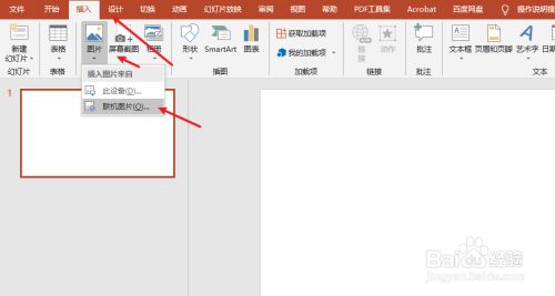 在ppt中点击【插入-图片-联机图片】.