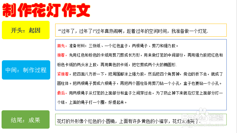 制作花灯作文