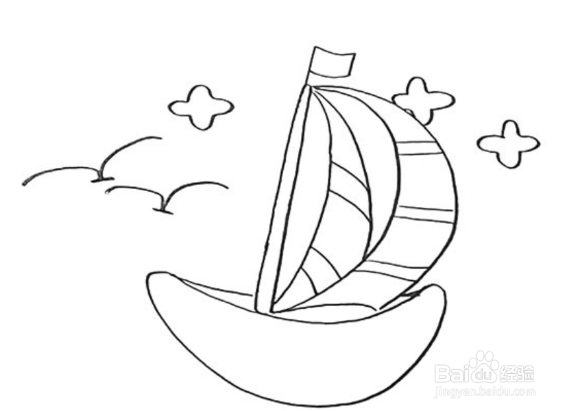 豪华私人帆船简笔画