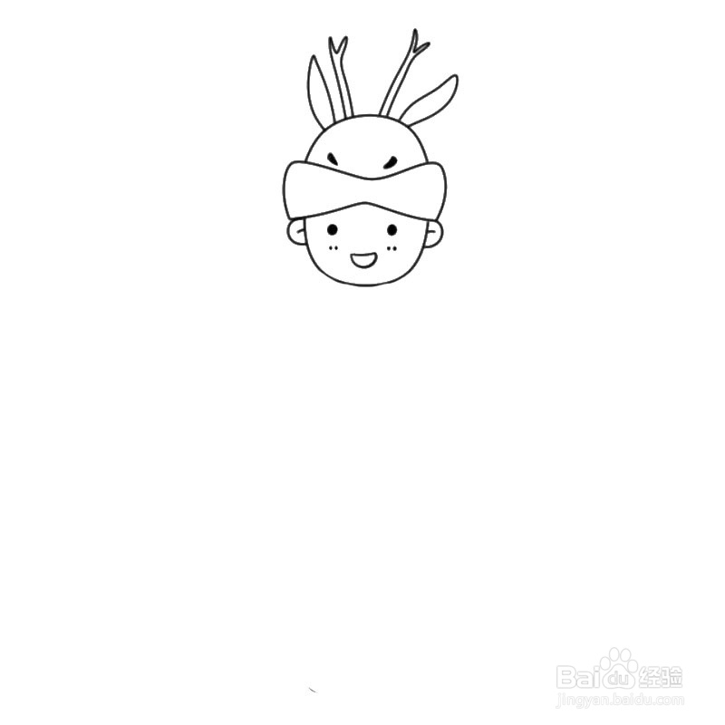 简笔画-如何画Q版鄂伦春族男孩的简笔画