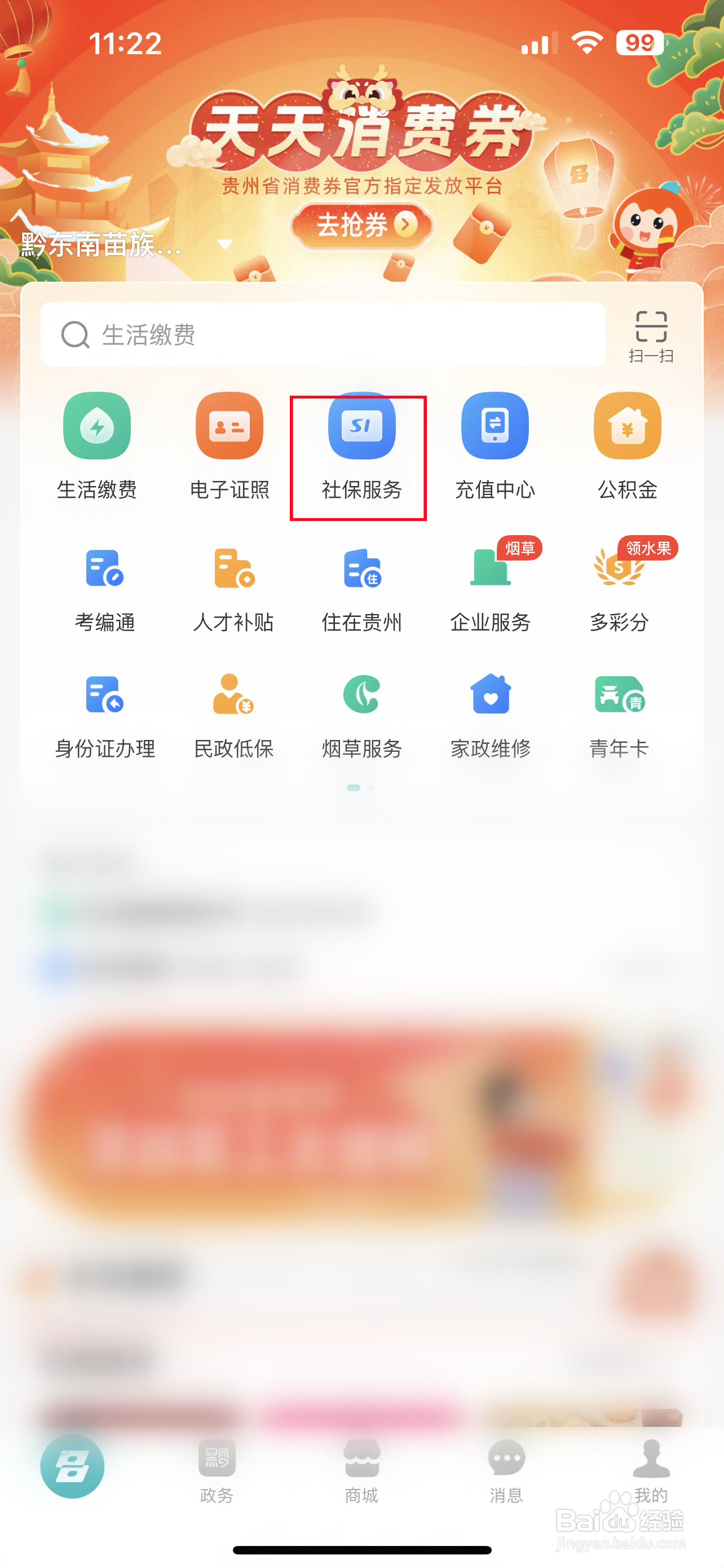 多彩宝怎样查询社保缴费明细
