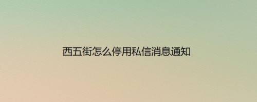 西五街怎么停用私信消息通知