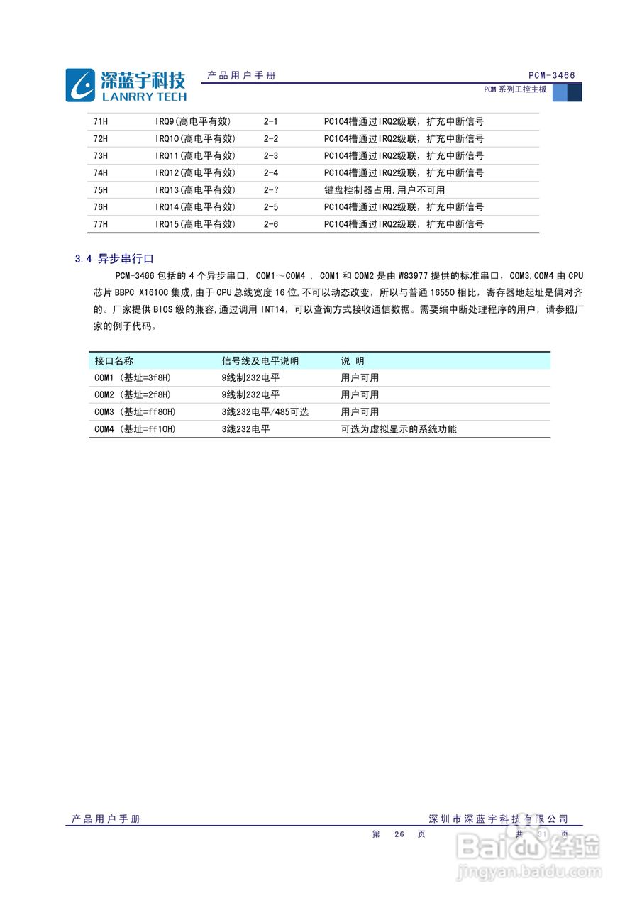 深蓝宇PCM-3466工业主板用户手册:[3]