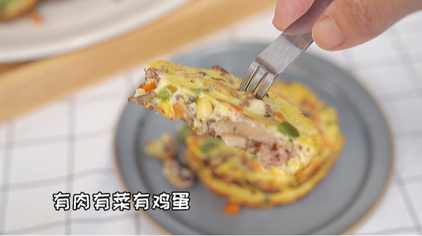 口蘑牛肉时蔬鸡蛋饼