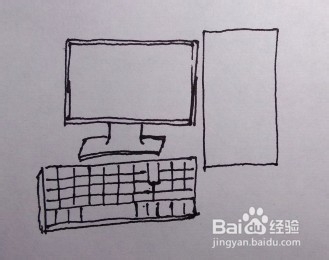 幼儿简笔画：怎么一步一步画一台台式电脑？简单