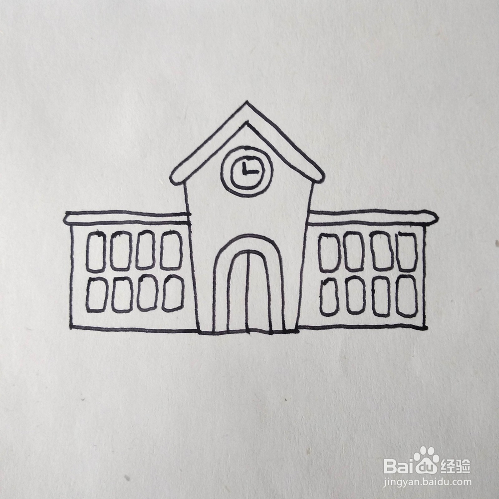 怎么画好看的学校建筑卡通简笔画?儿童画教程