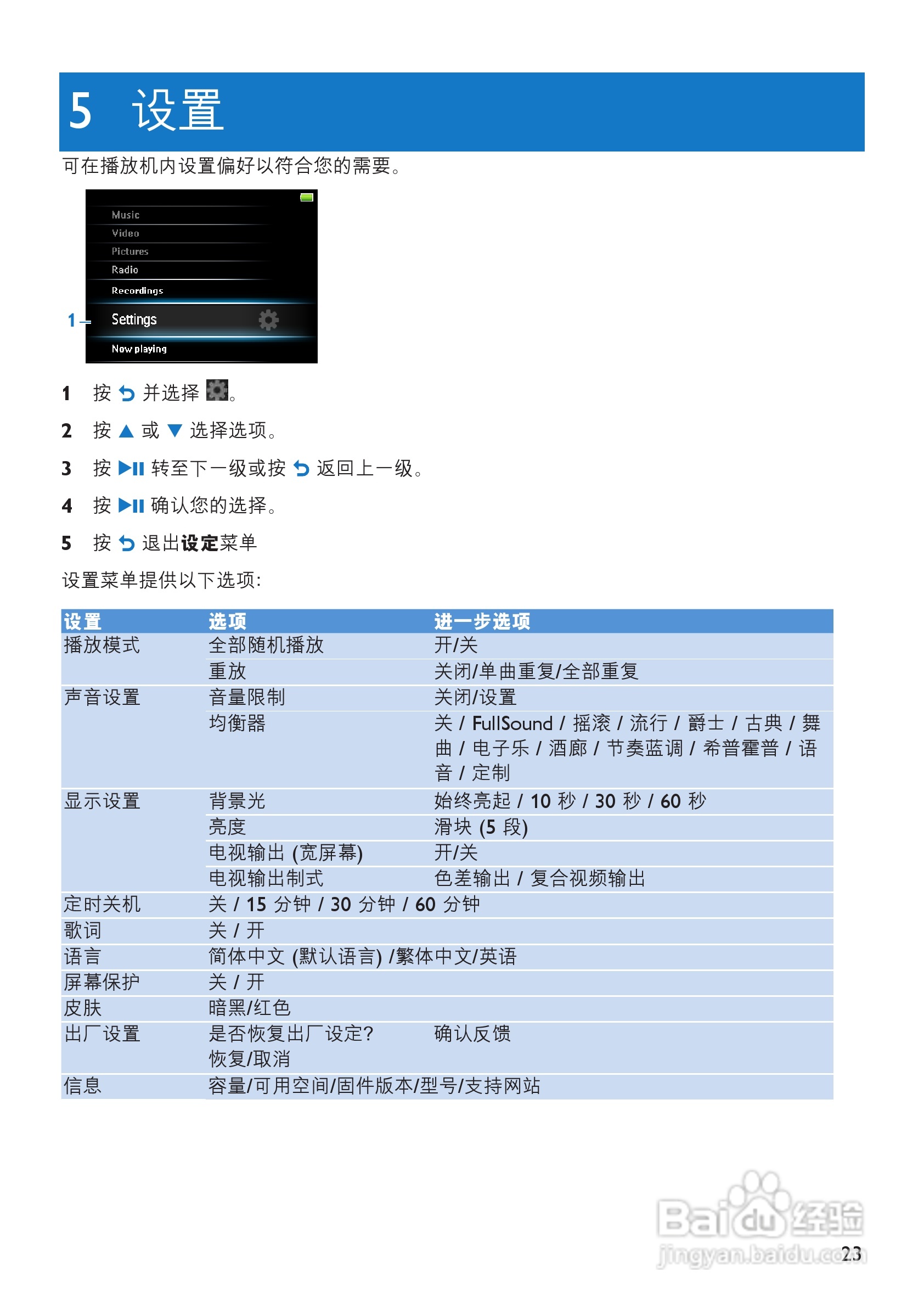 飞利浦SA054108K MP3播放器使用说明书:[3]