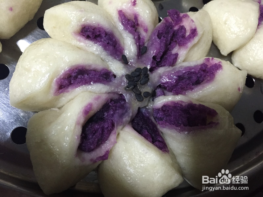 紫薯菊花包子
