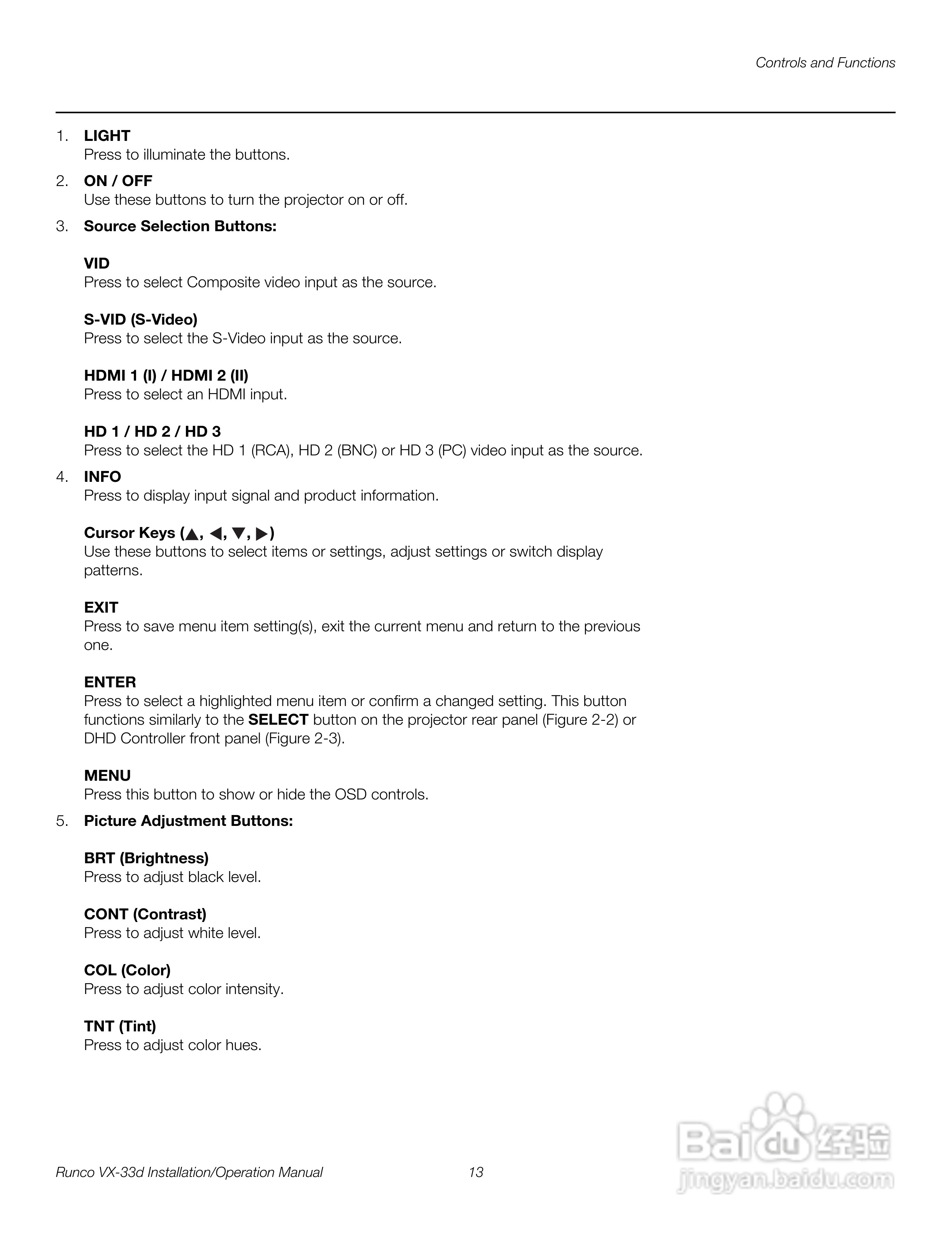 Runco VX-33d投影机使用说明书:[3]