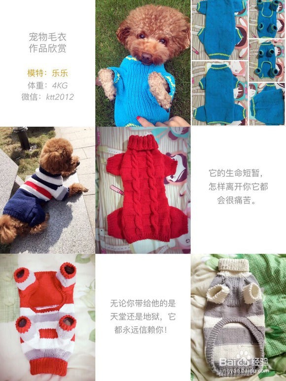 原创纯手工针织狗狗四脚毛衣
