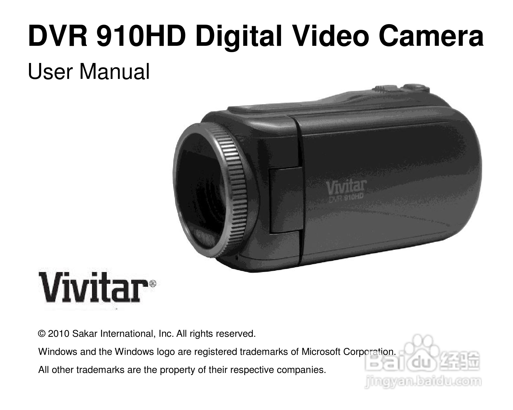 威达Vivitar DVR 910HD数码摄像机使用说明书:[1]